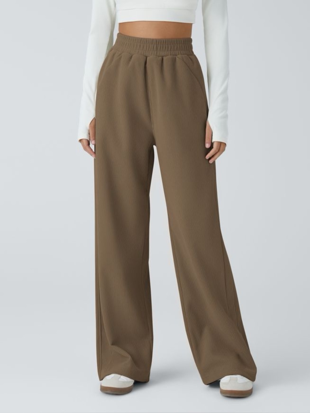 Halara High Waisted Corduroy Straight Leg Baggy Pants Chestnut Brown Size Large
